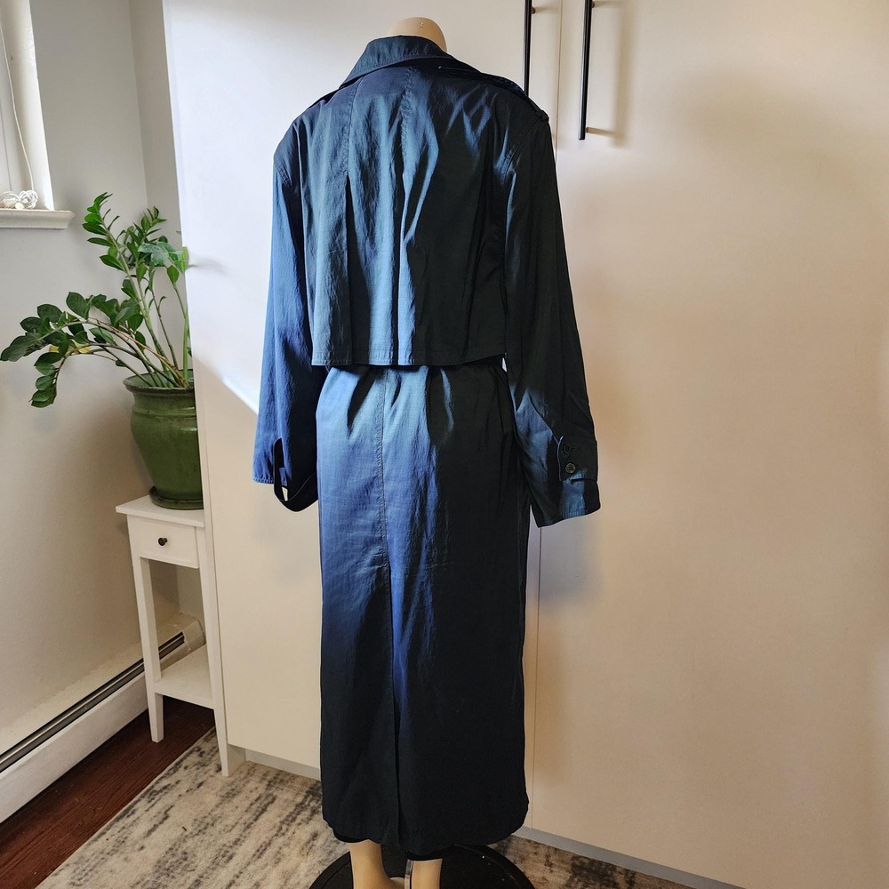 Forecaster of Boston Blue Green Iridescent Trench Coat Removable Liner 13/14 - Picture 3 of 11
